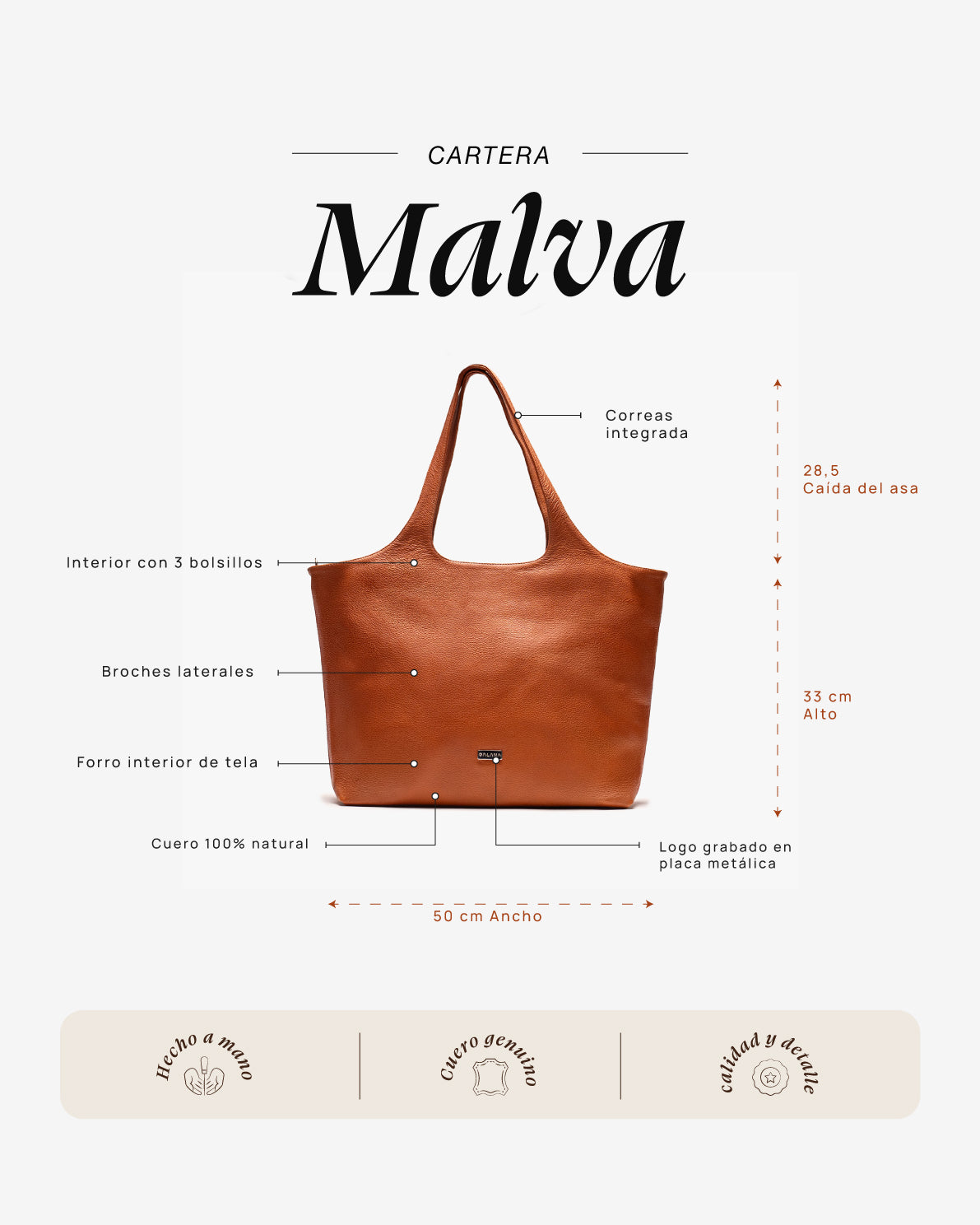 Cartera Malva Cognac