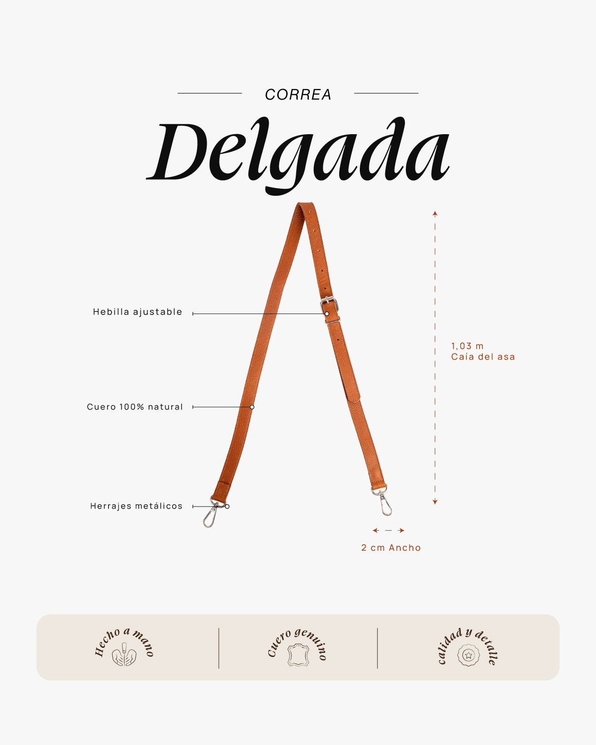 Correa Delgada Cognac