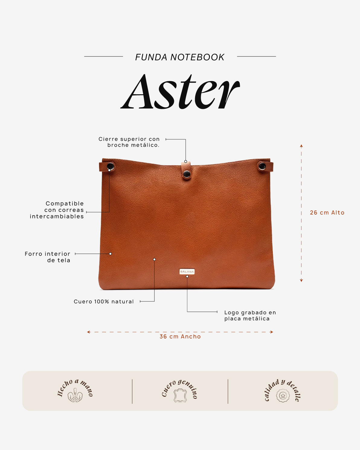 Funda Notebook Aster Cognac