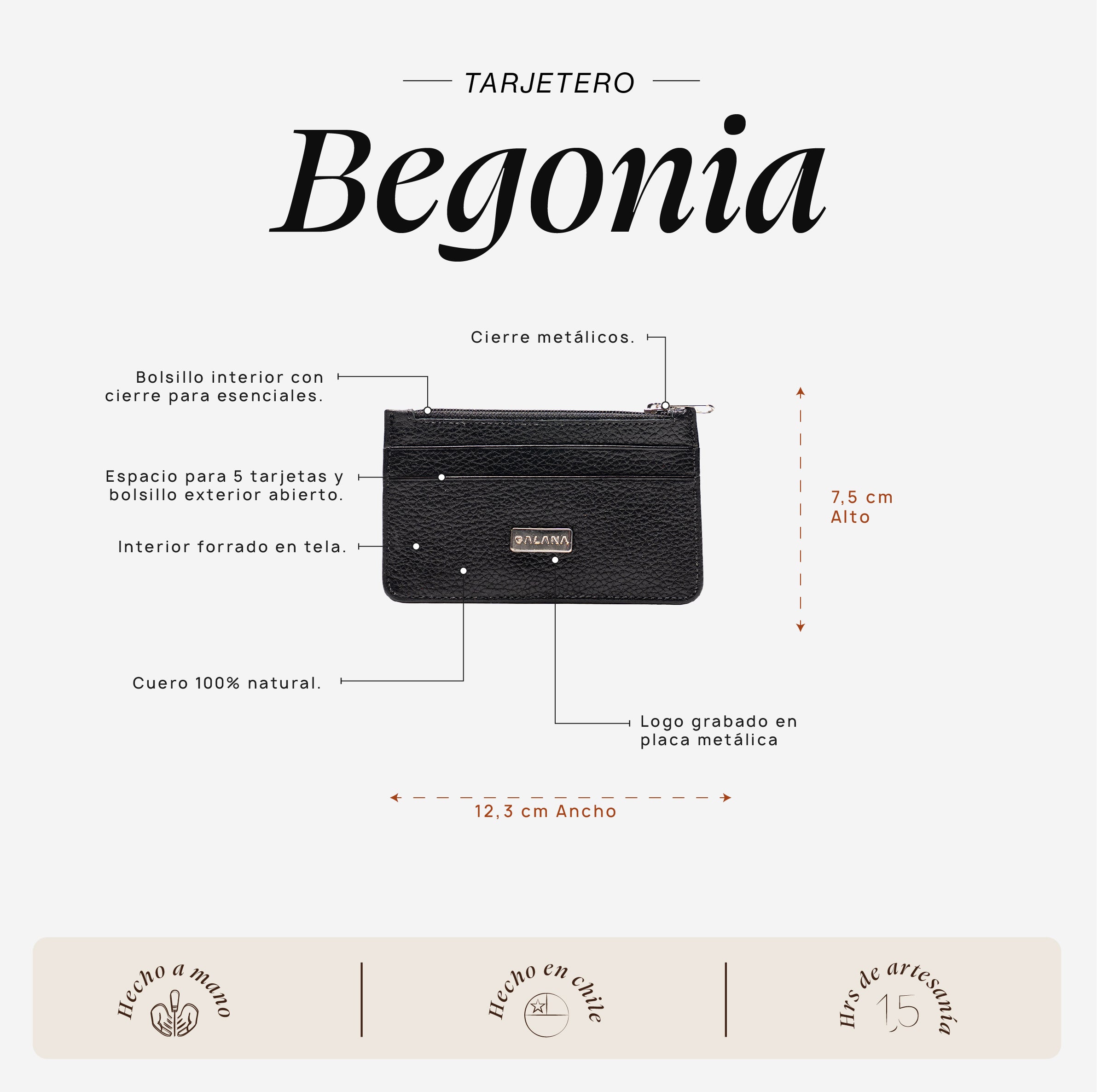 Tarjetero Begonia Negro