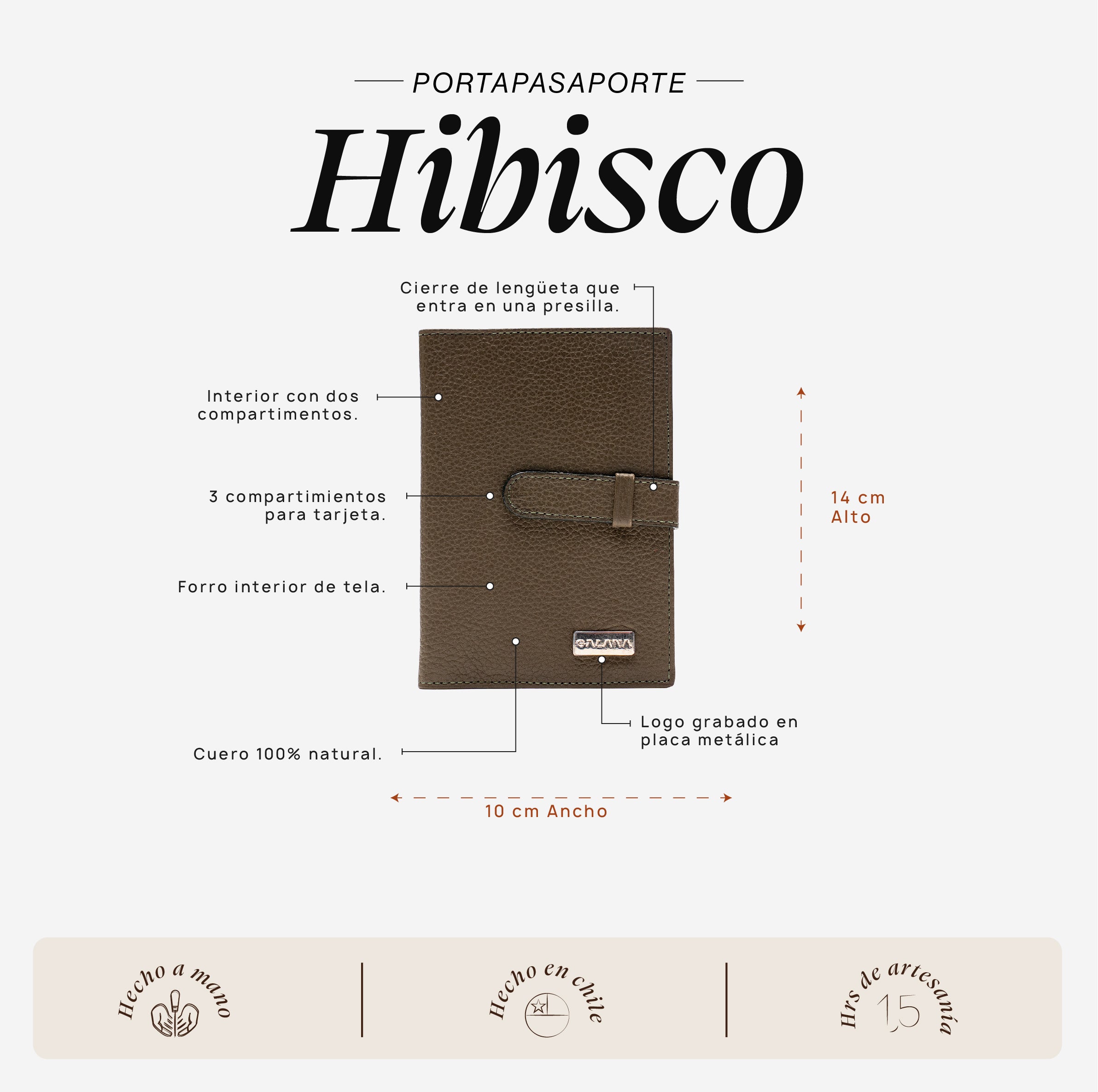 Portapasaporte Hibisco Verde