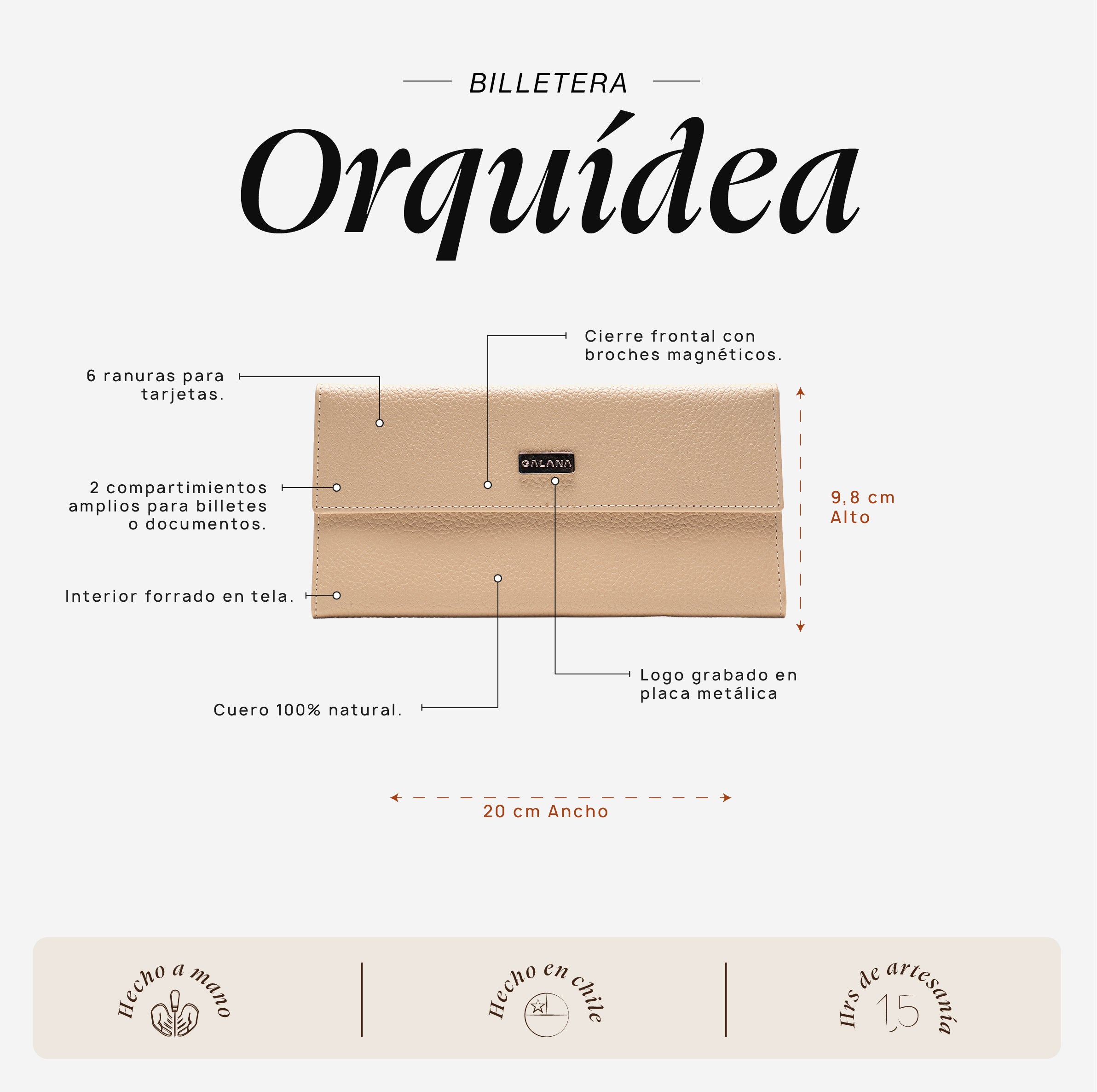 Billetera Orquídea Crudo