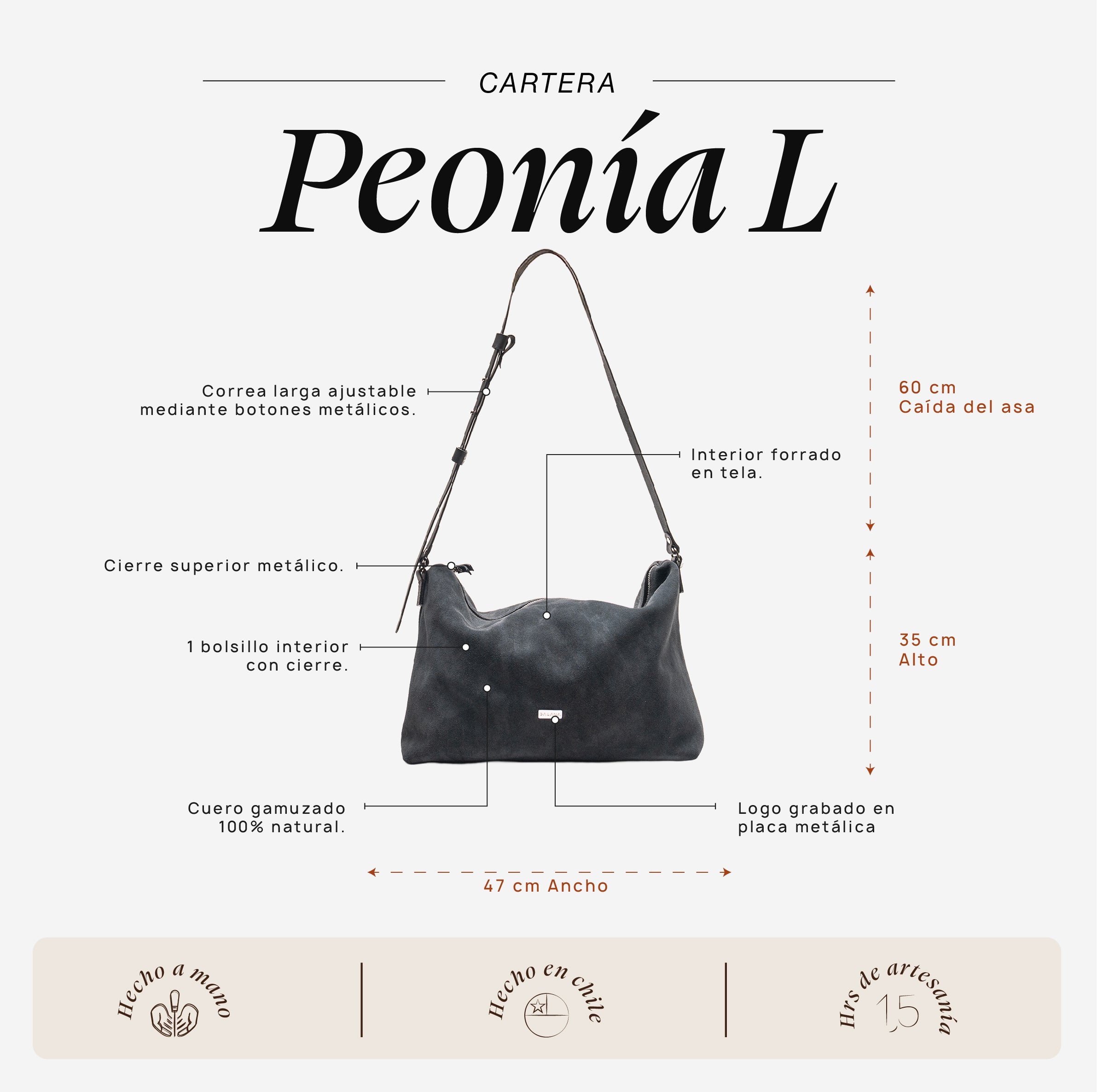 Cartera Peonía L Plomo