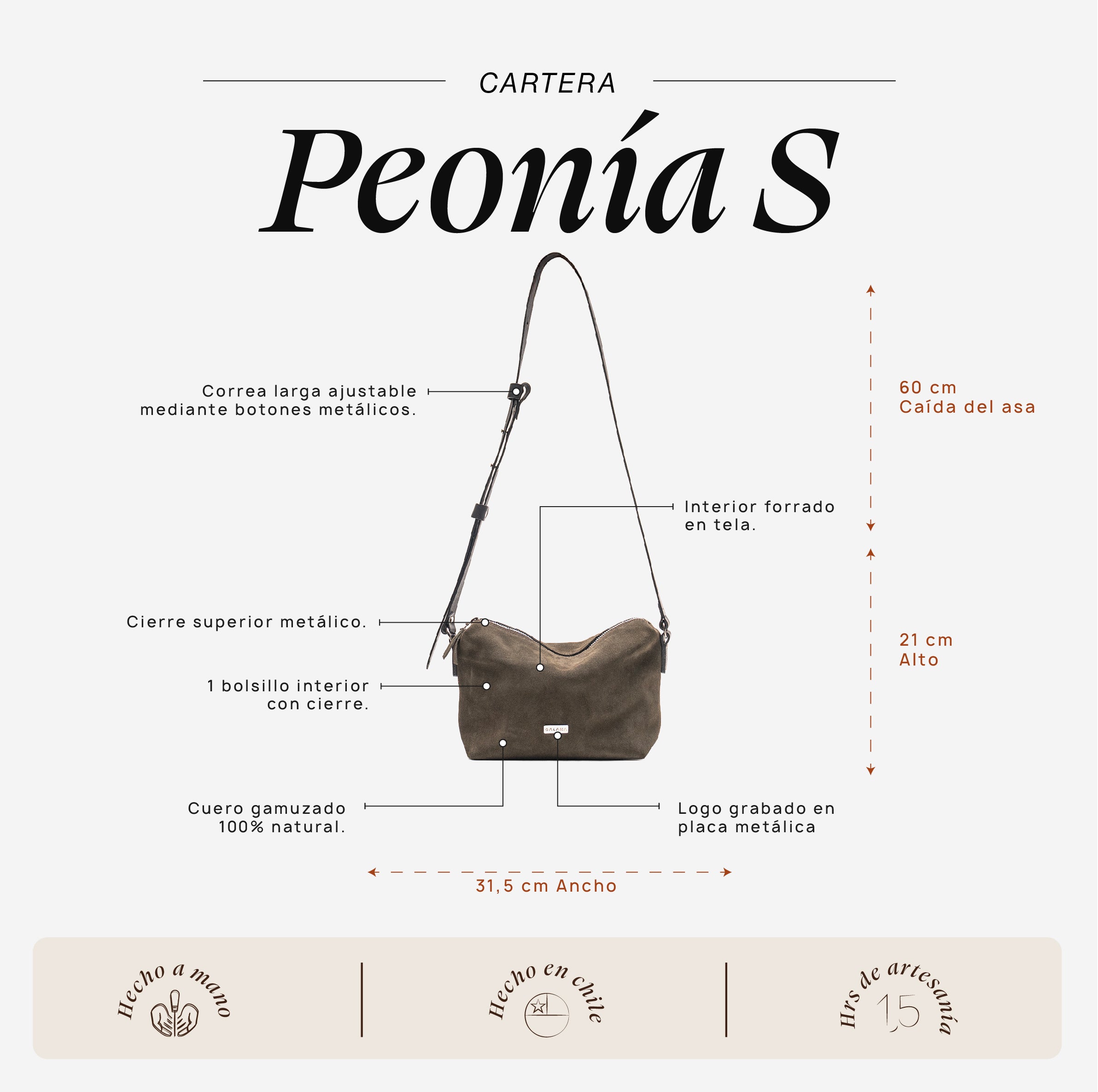 Cartera Peonía S Musgo