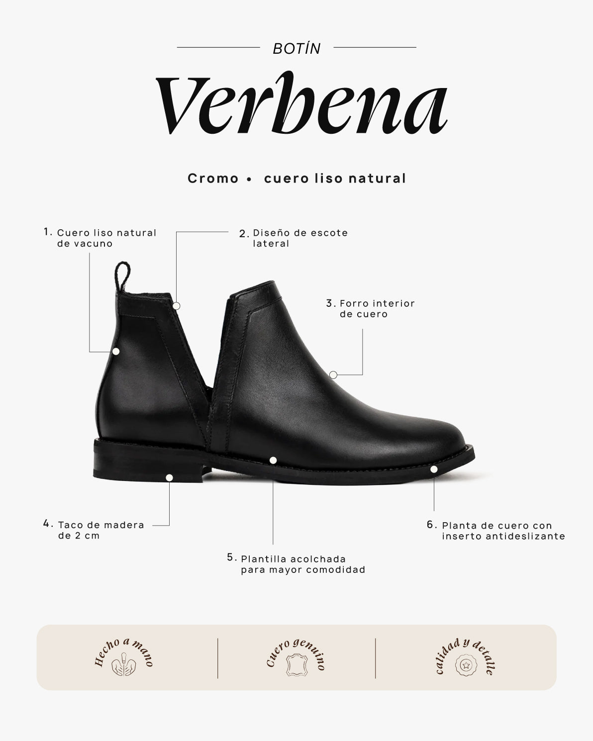 Botín Verbena Cromo