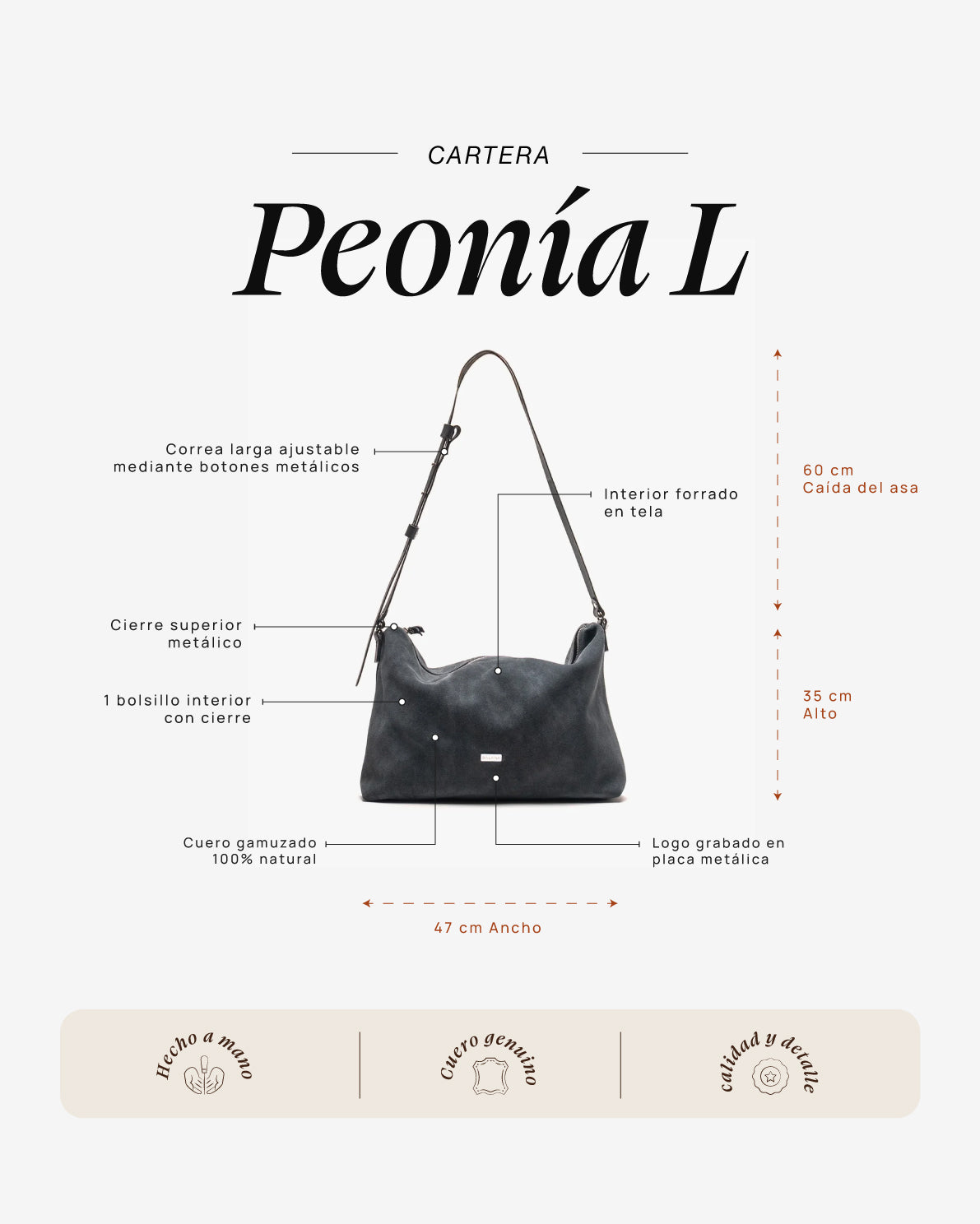 Cartera Peonía L Plomo