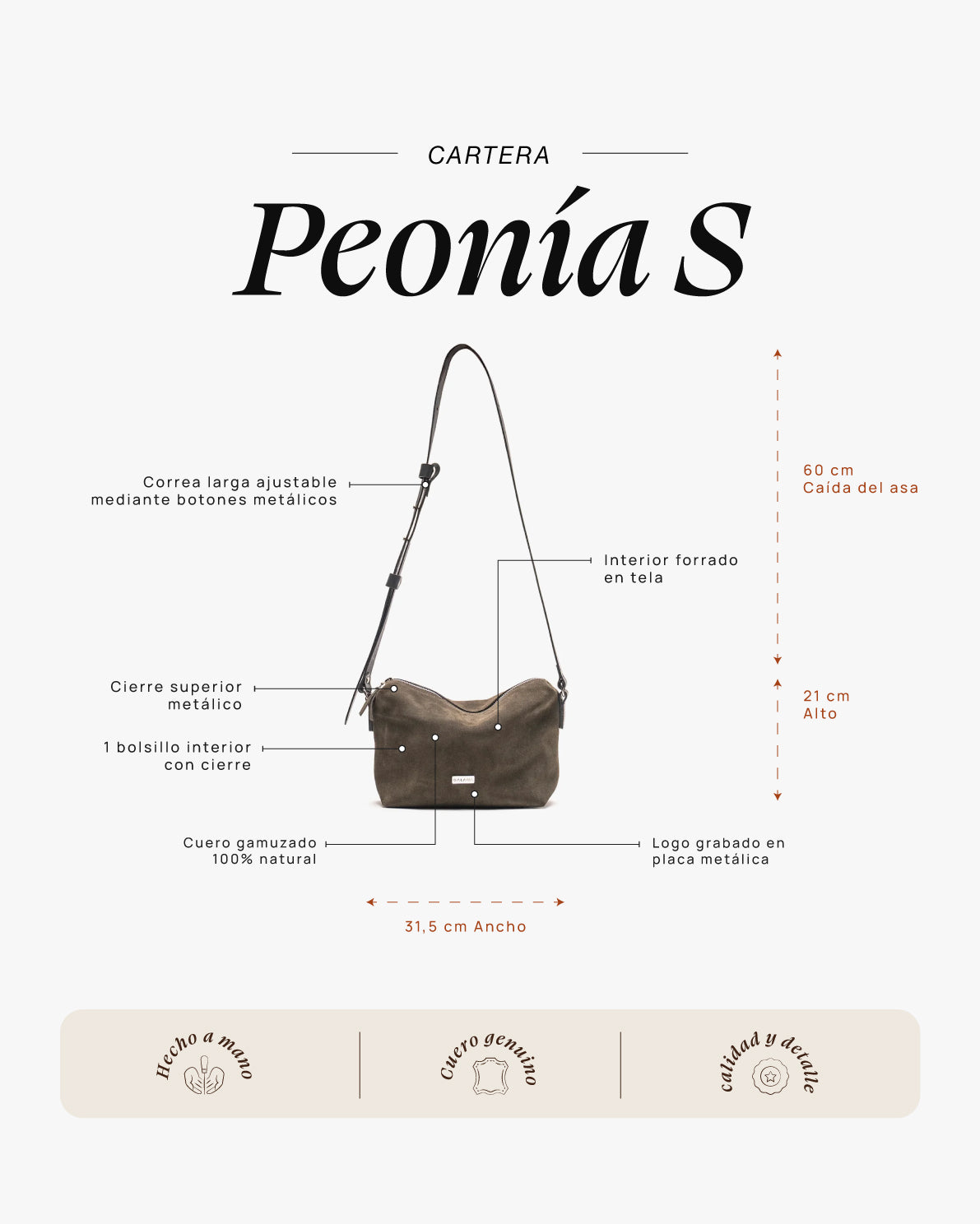 Cartera Peonía S Musgo
