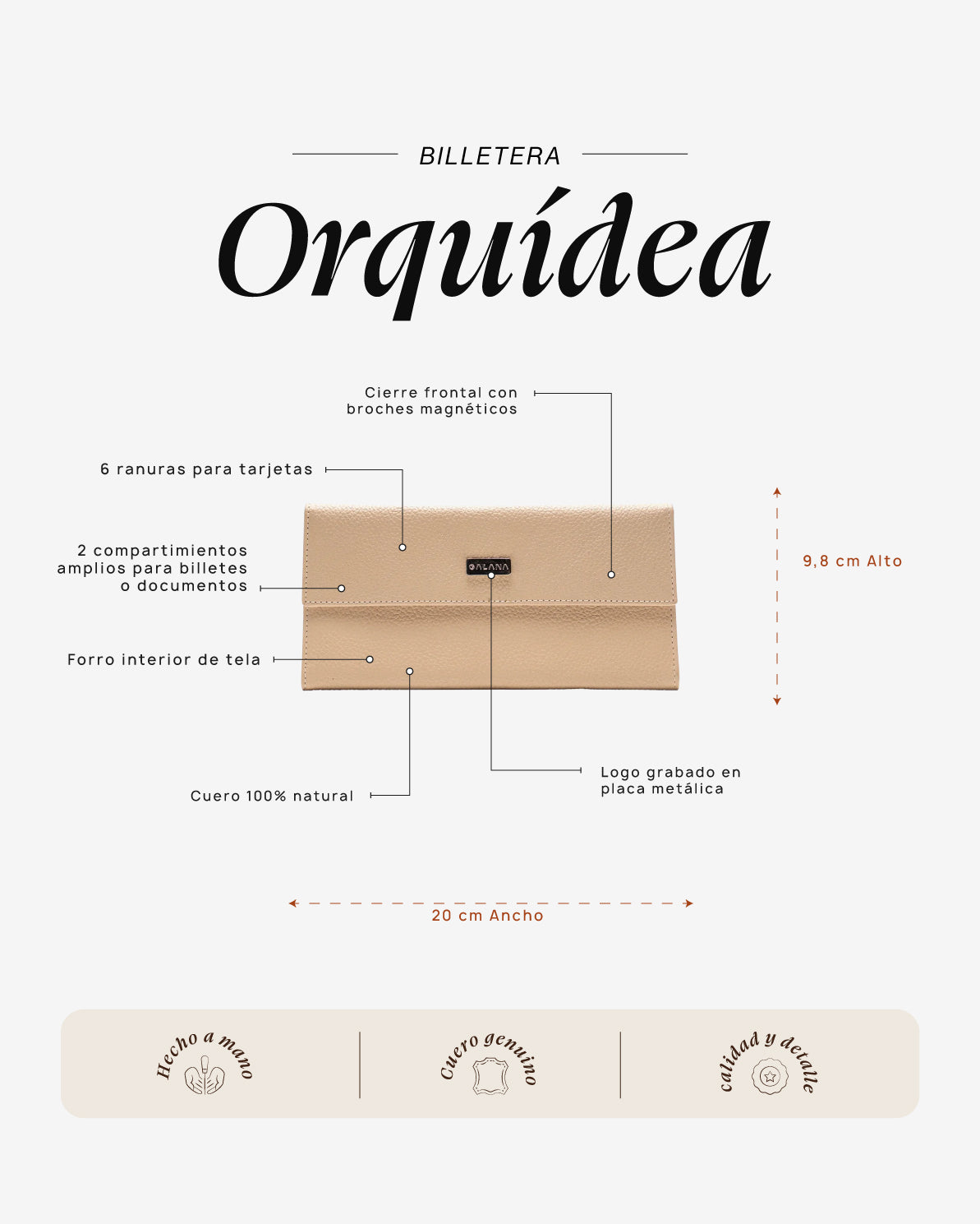 Billetera Orquídea Crudo