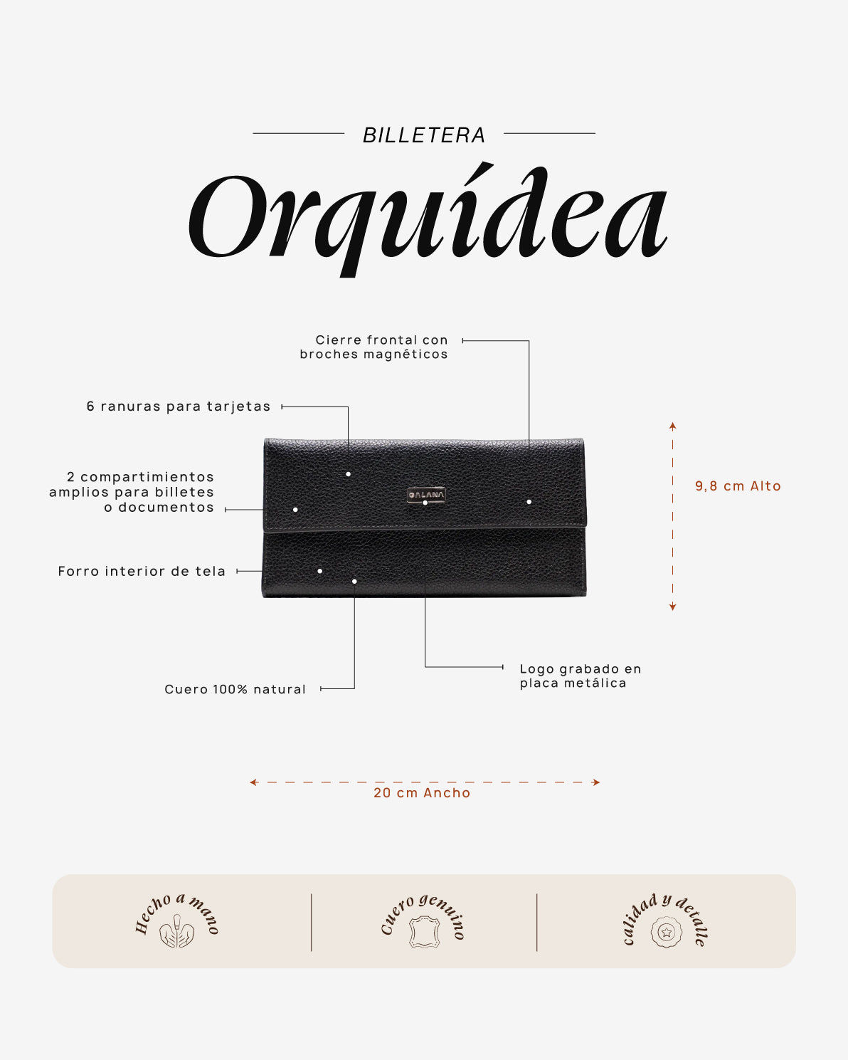 Billetera Orquídea Negro