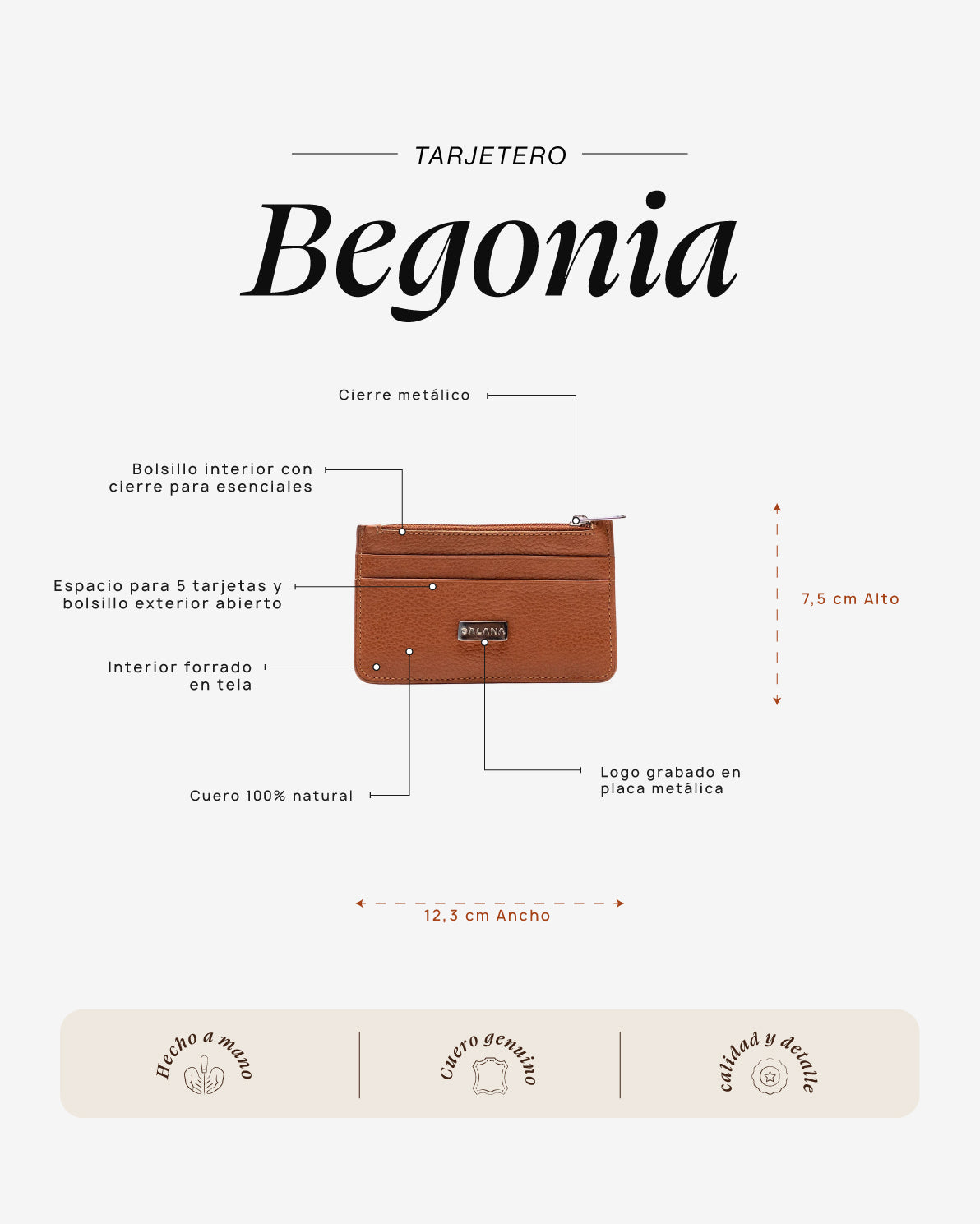 Tarjetero Begonia Cognac