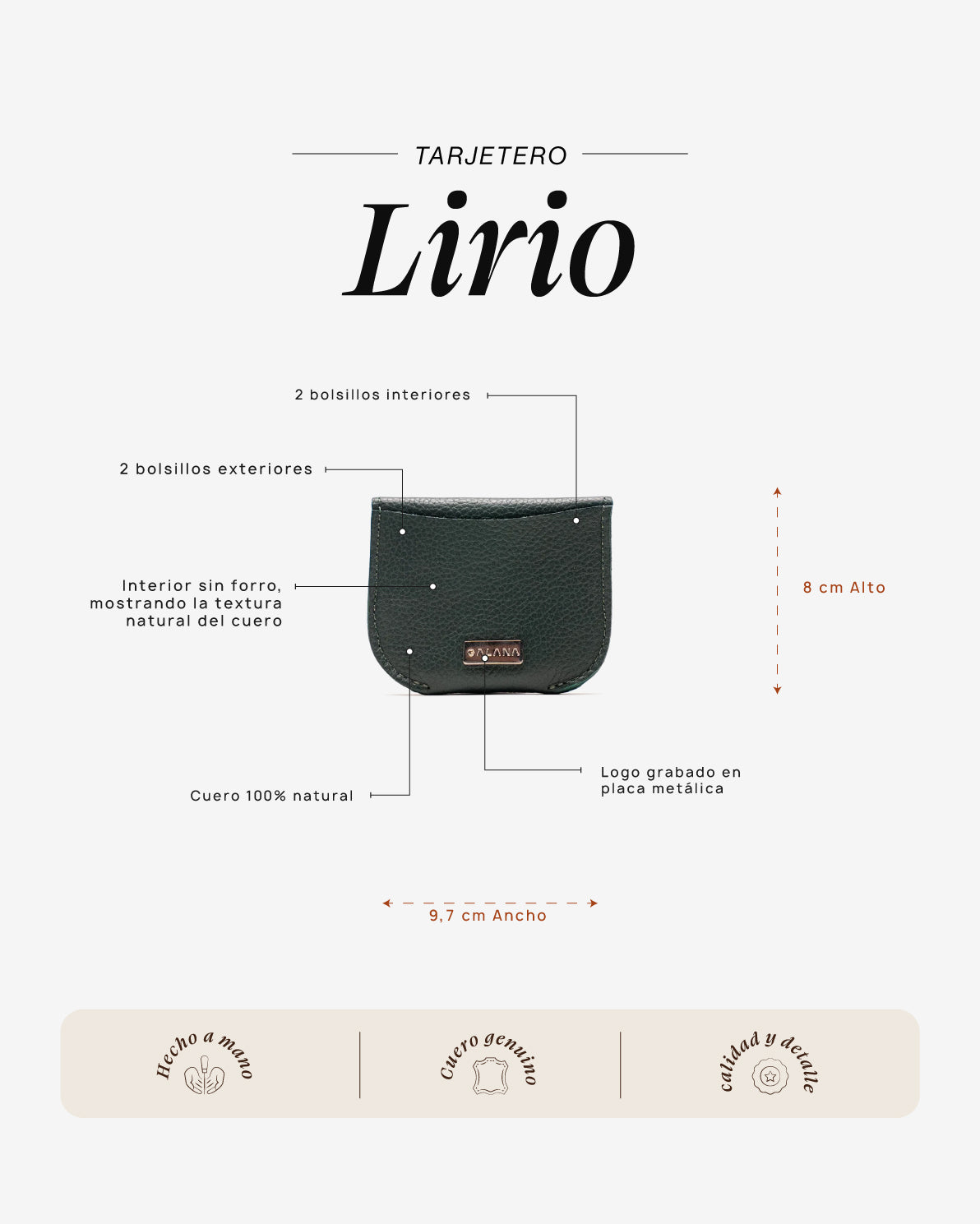 Tarjetero Lirio Verde Turquesa