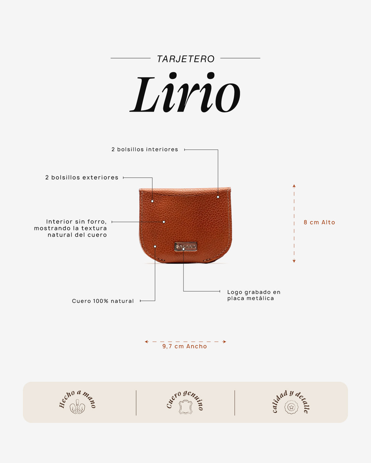 Tarjetero Lirio Cognac