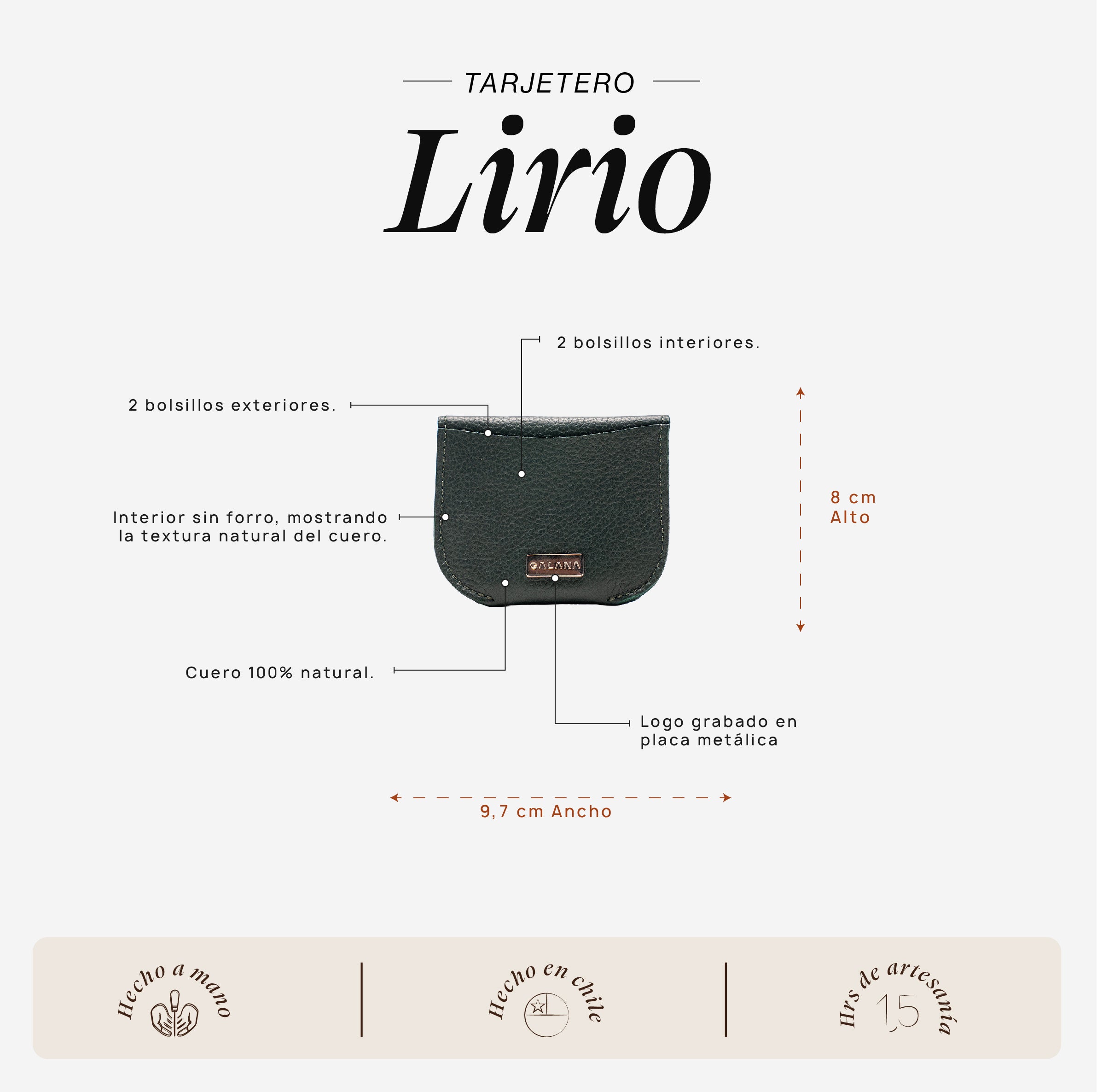 Tarjetero Lirio Verde Turquesa